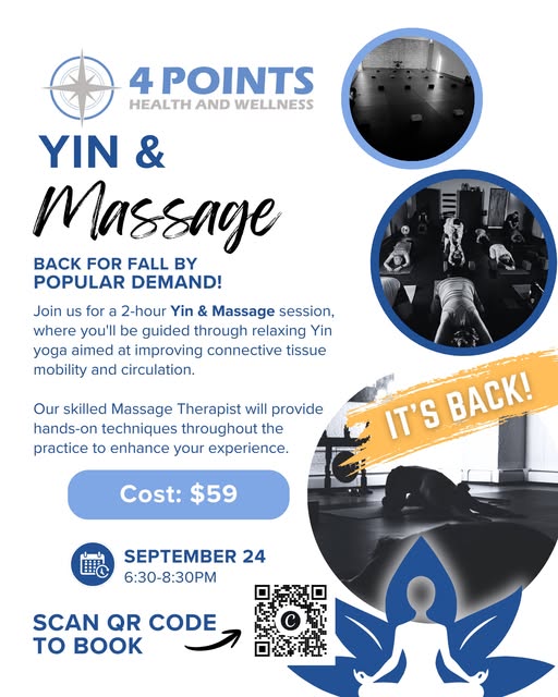 Yin & Massage flyer — 4 Points Health and Wellness